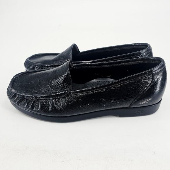 SAS Twin Black pebbled leather Slip On Loafer Boat Shoe Women's 10.5 WW - Picture 4 of 9